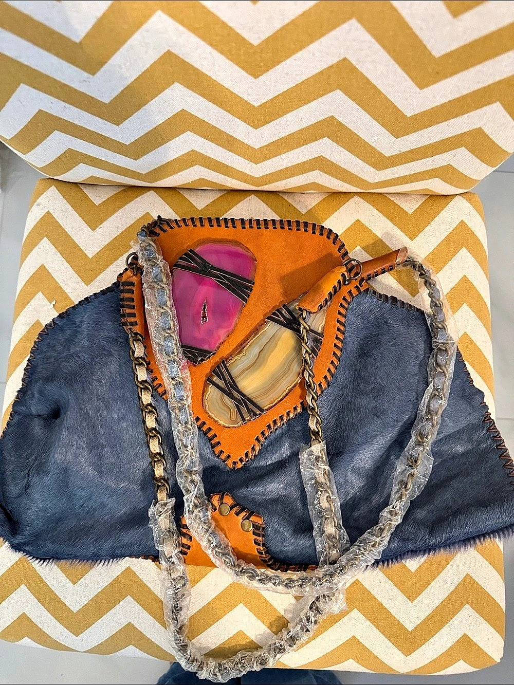 NWOT Sharif Agate Ponyhair and Leather Shoulder Bag
